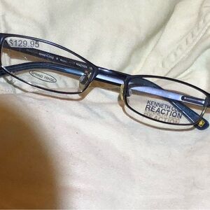 Kenneth Cole Rare Reaction Matte and Gloss Blue Rectangular Glasses Spring Hinge